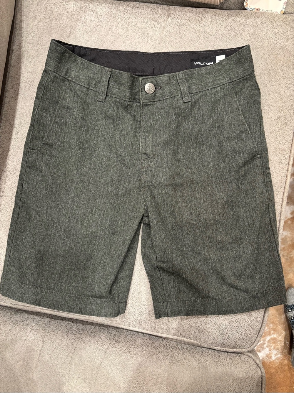 Volcom Olive Green Flat Front Shorts
